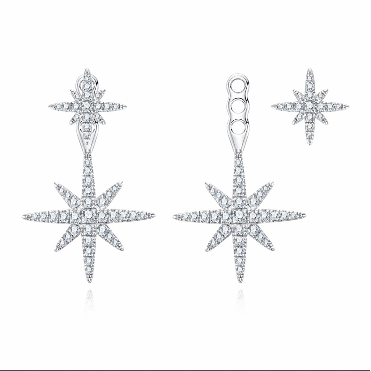 S925 Sterling Silver Moissanite Eight-Pointed Star Earrings