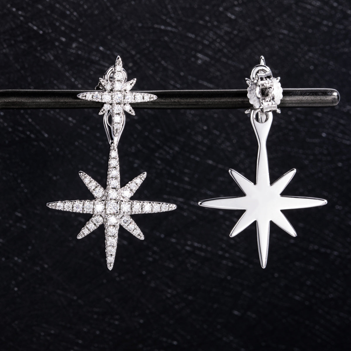 S925 Sterling Silver Moissanite Eight-Pointed Star Earrings