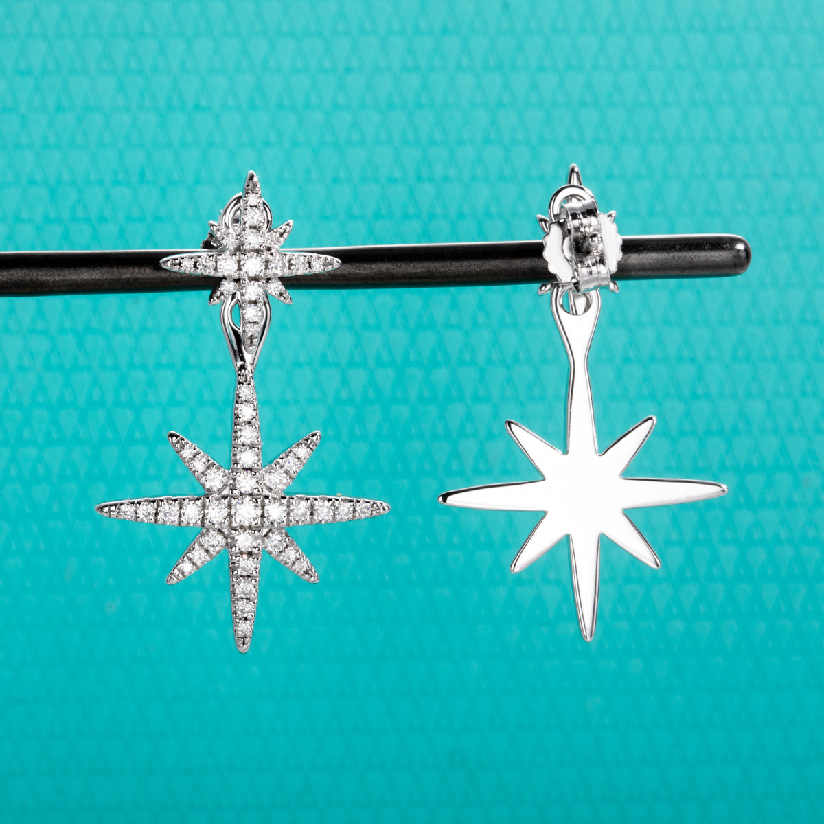 S925 Sterling Silver Moissanite Eight-Pointed Star Earrings