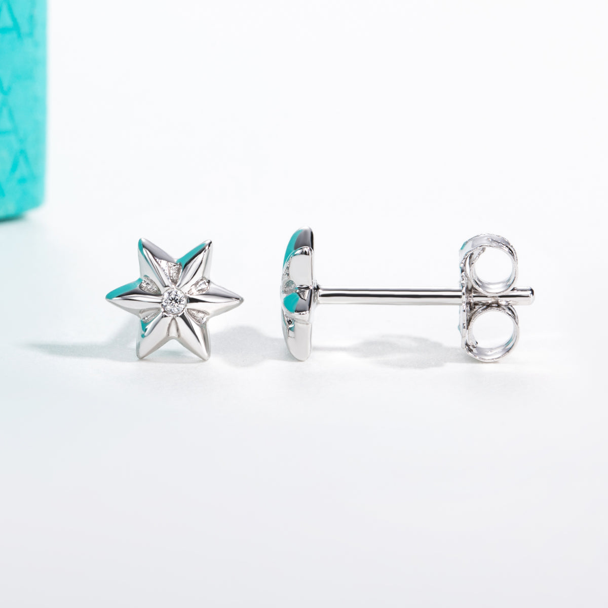 S925 Sterling Silver Moissanite Hexagram Stud Earrings