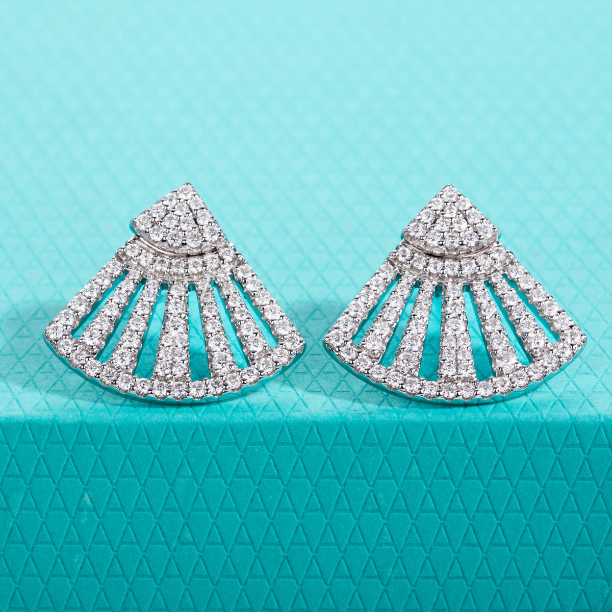 S925 Silver Fan Moissanite Earrings
