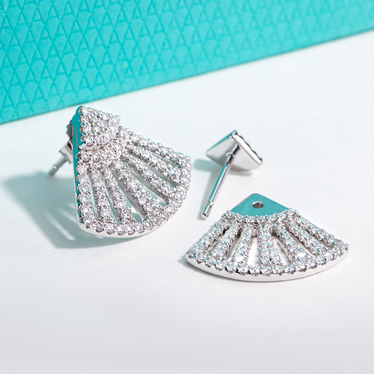 S925 Silver Fan Moissanite Earrings