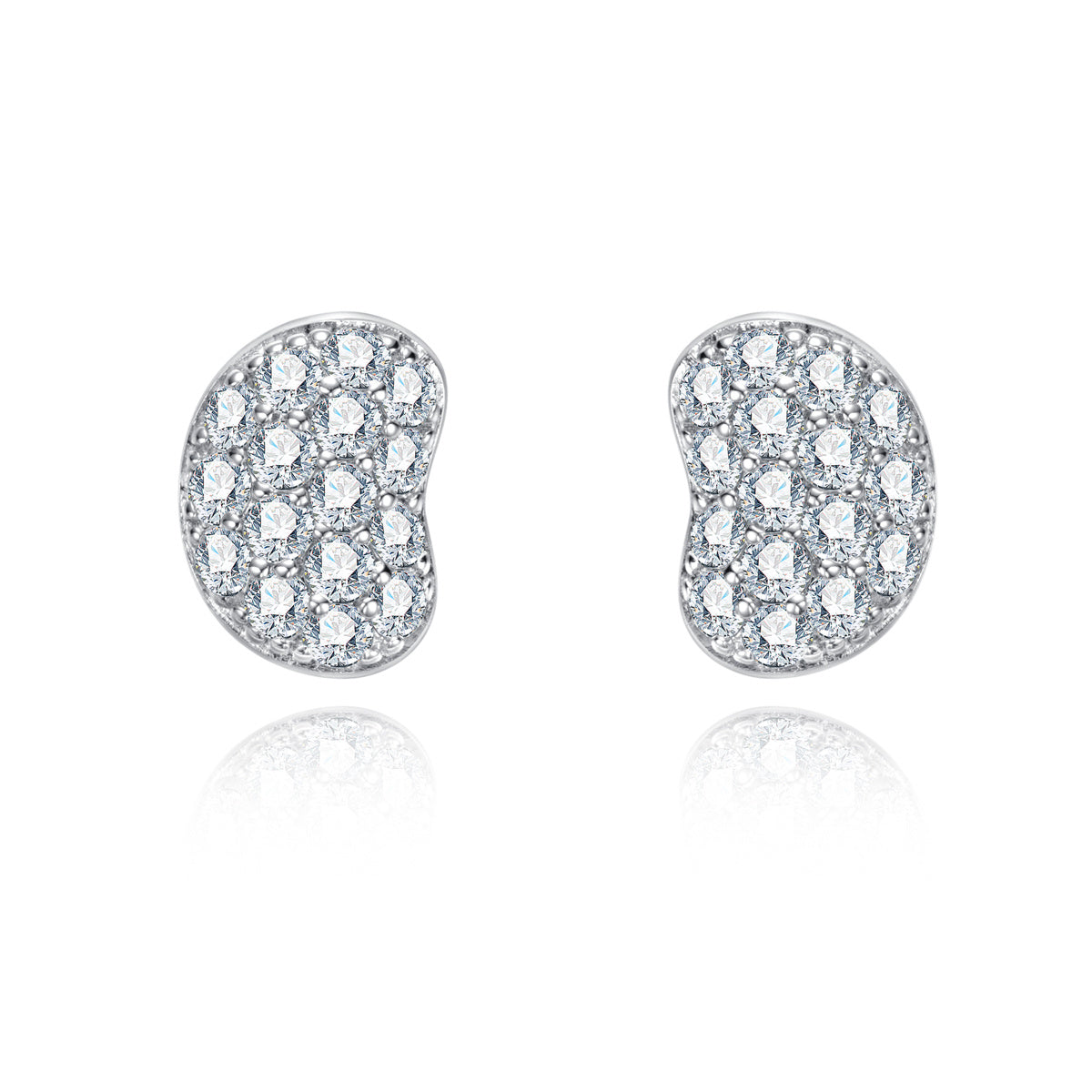 S925 Silver Pebble Shape Full Micro Pave Moissanite Earrings