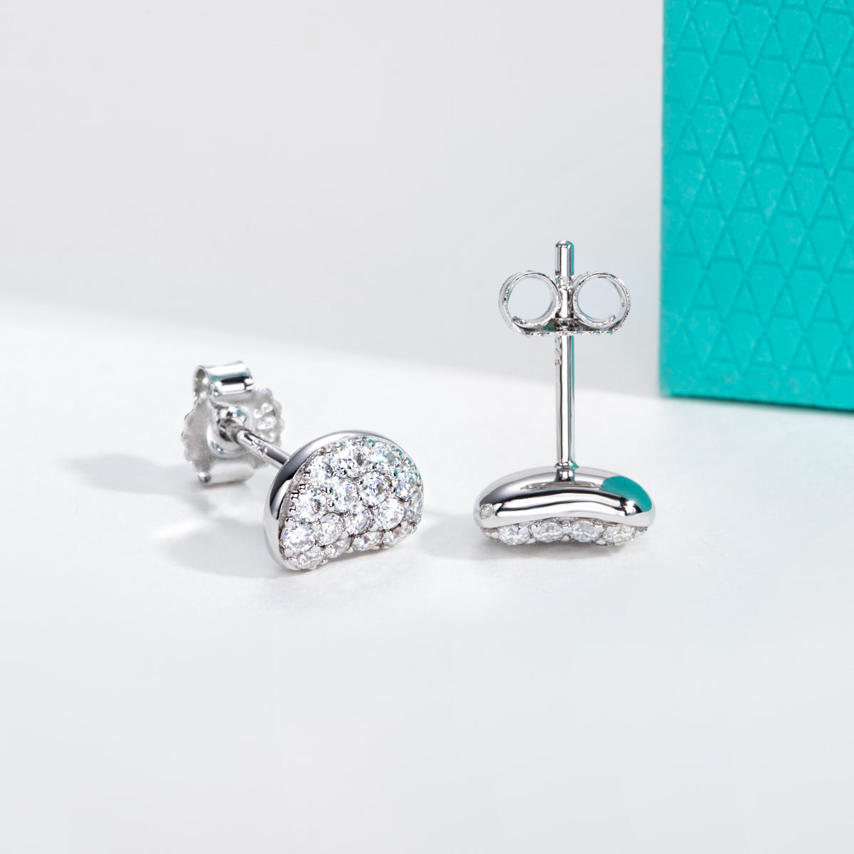 S925 Silver Pebble Shape Full Micro Pave Moissanite Earrings