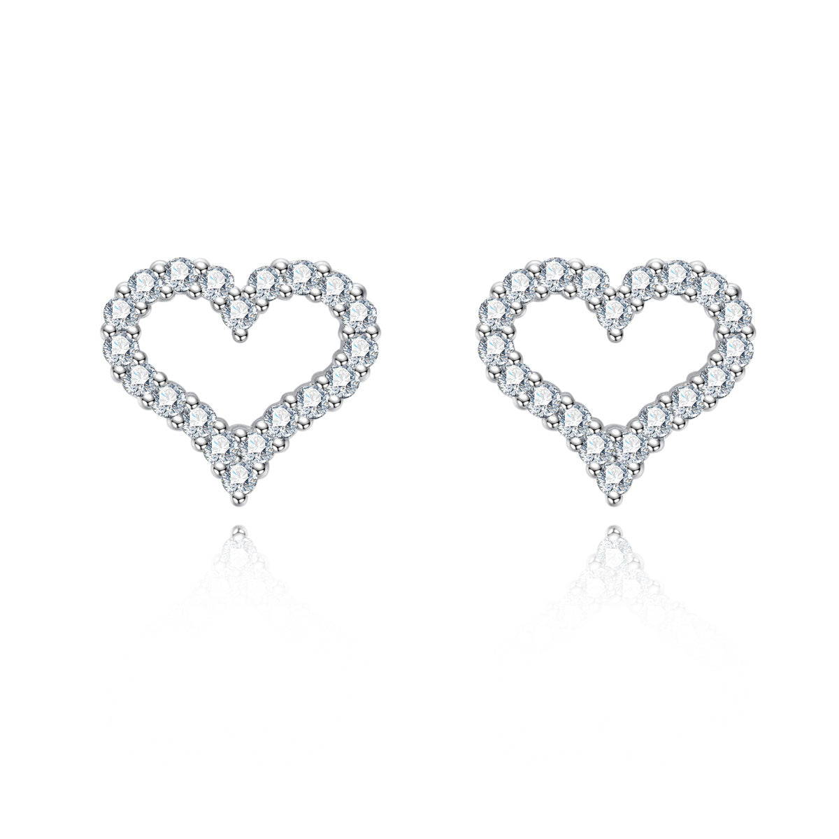 S925 Silver Fully Paved Moissanite Heart Shape Earrings