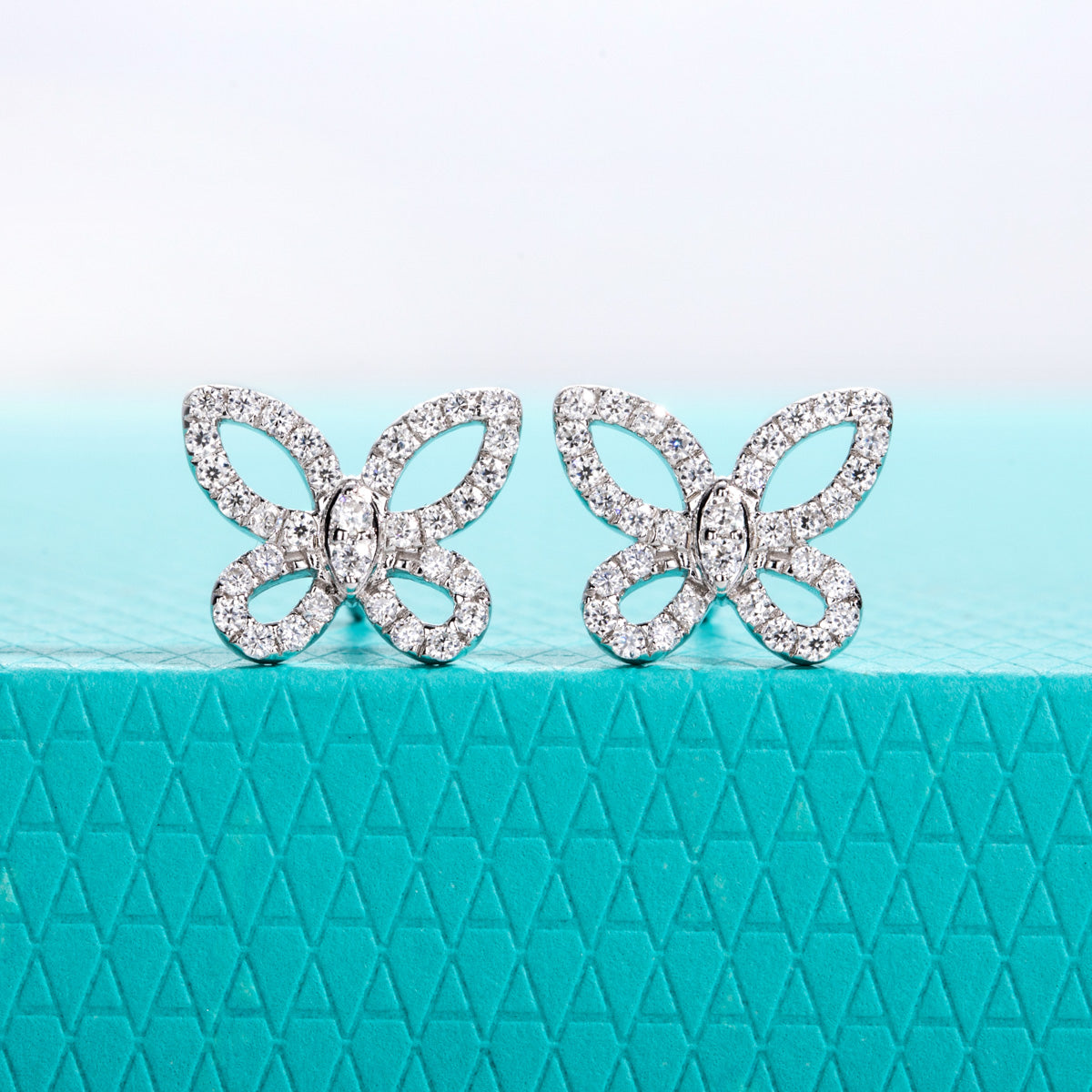 S925 Silver Pave Set Moissanite Butterfly Earrings