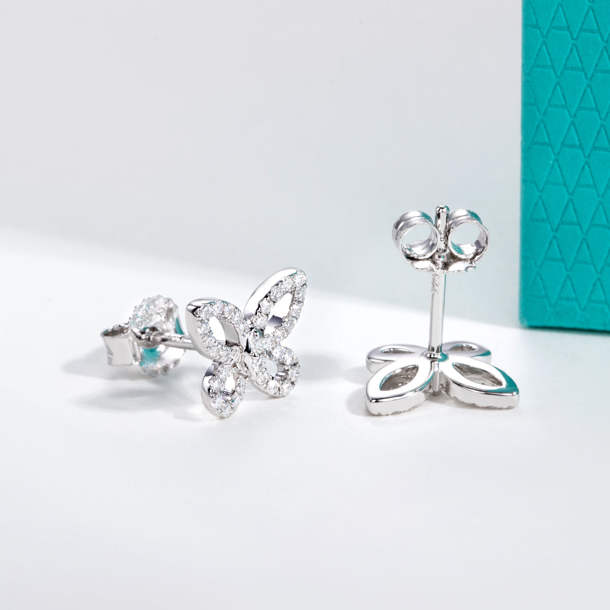 S925 Silver Pave Set Moissanite Butterfly Earrings