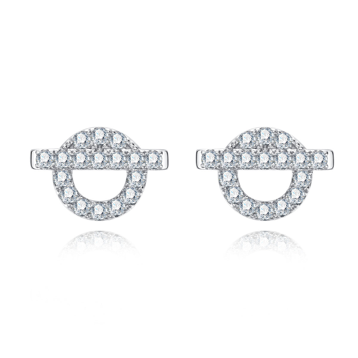 S925 Silver Paved Moissanite Mini Letter Q Earrings