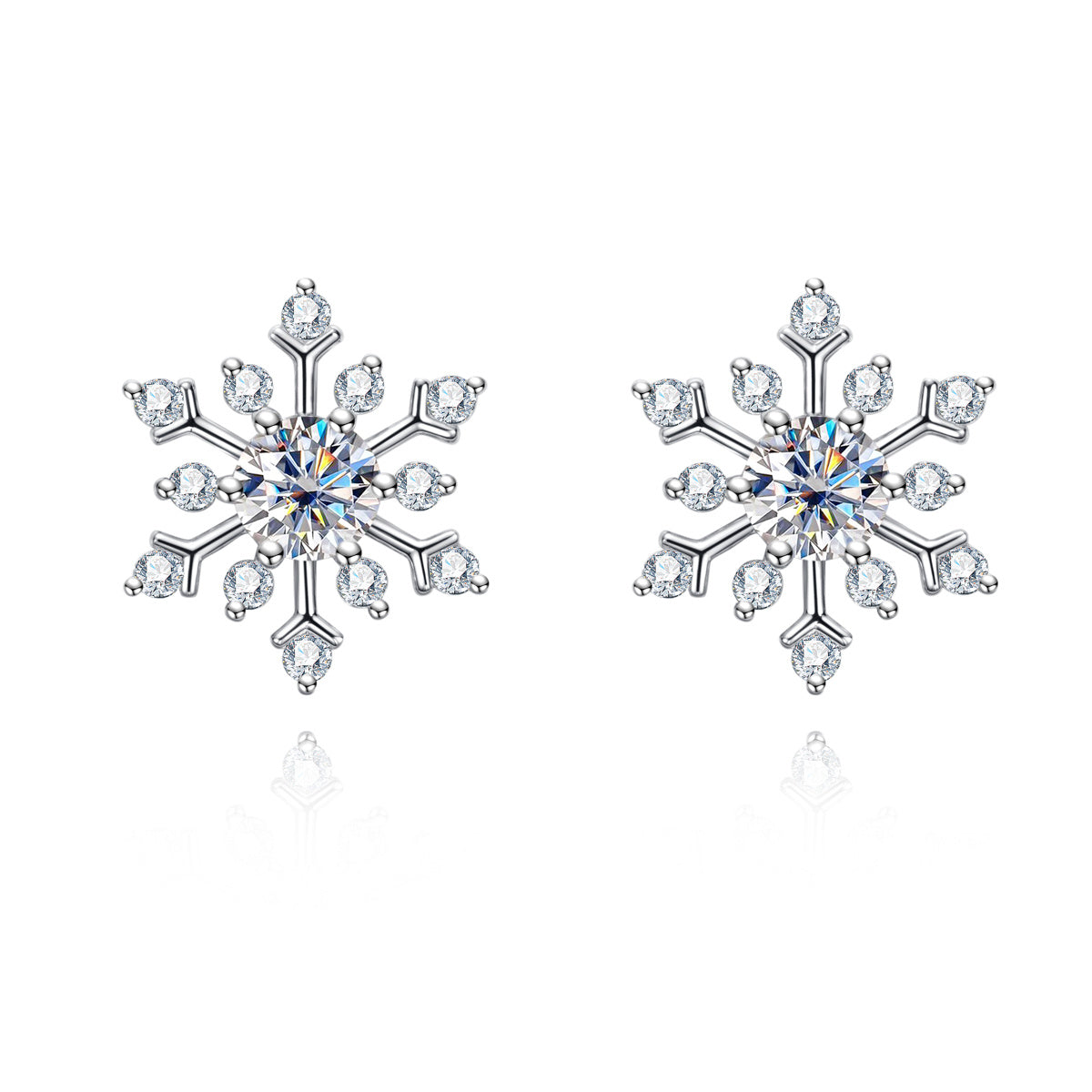 S925 Sterling Silver Moissanite Snowflake Stud Earrings