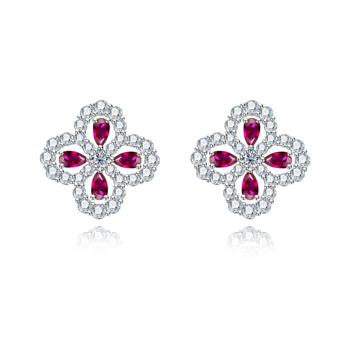 S925 Sterling Silver Light Luxury Four Leaf Clover Moissanite Earrings