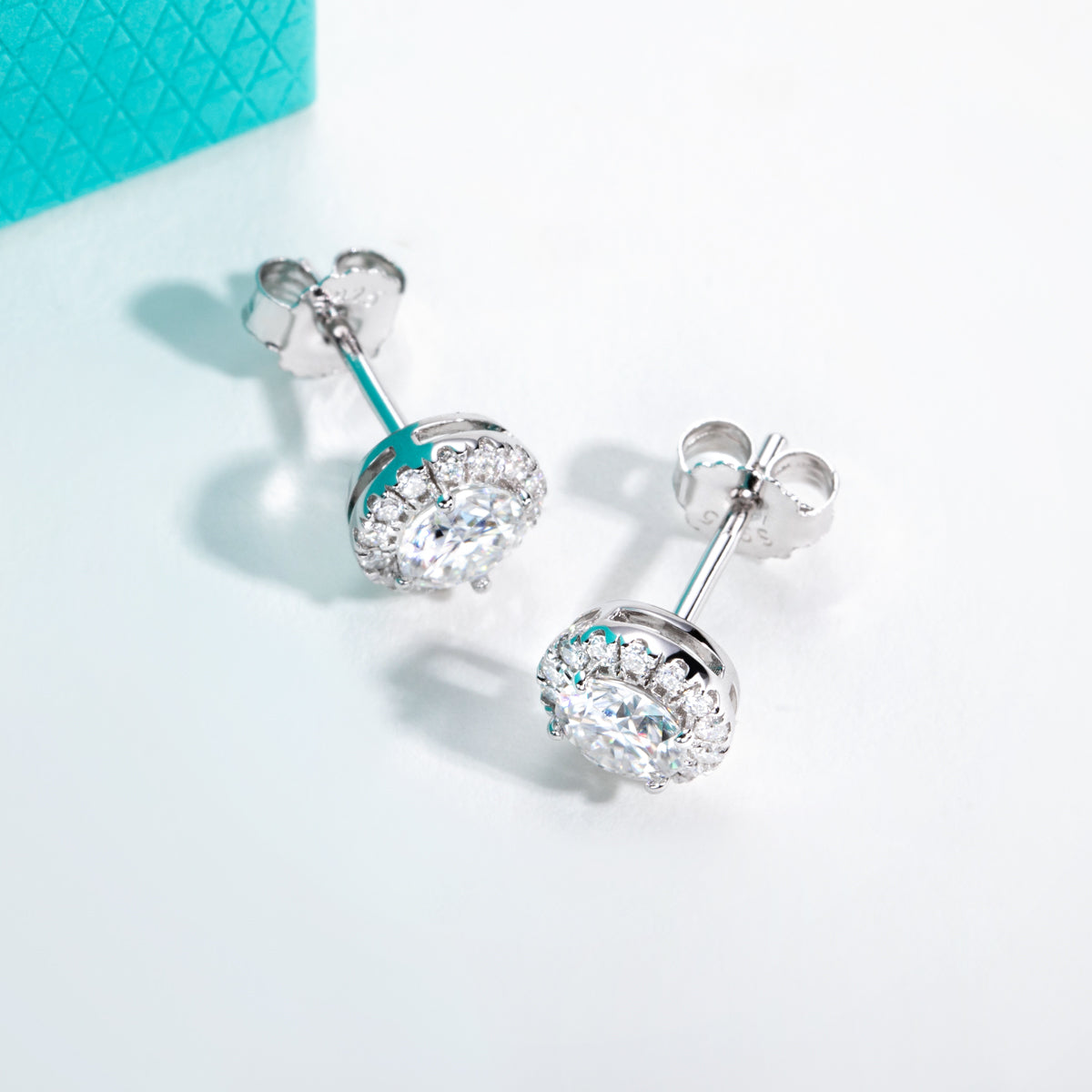 S925 Sterling Silver 5.0mm Round Moissanite Stud Earrings