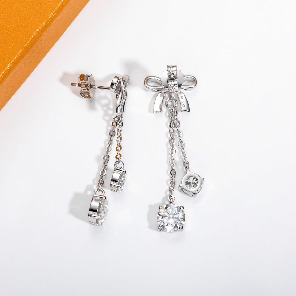 S925 Sterling Silver Classic Bow Moissanite Earrings
