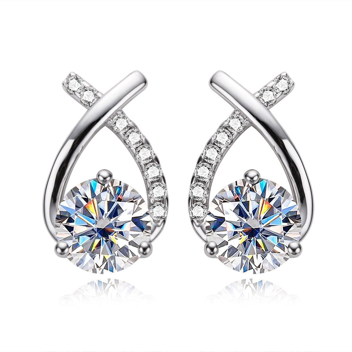 2CT Moissanite Stud Earrings, S925 Sterling Silver
