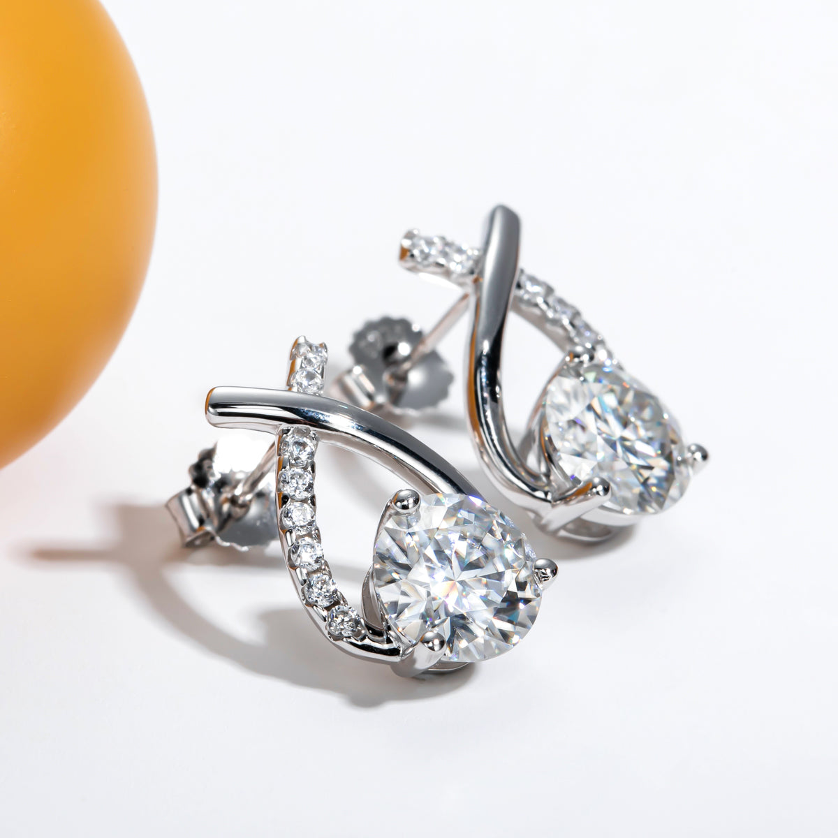 2CT Moissanite Stud Earrings, S925 Sterling Silver