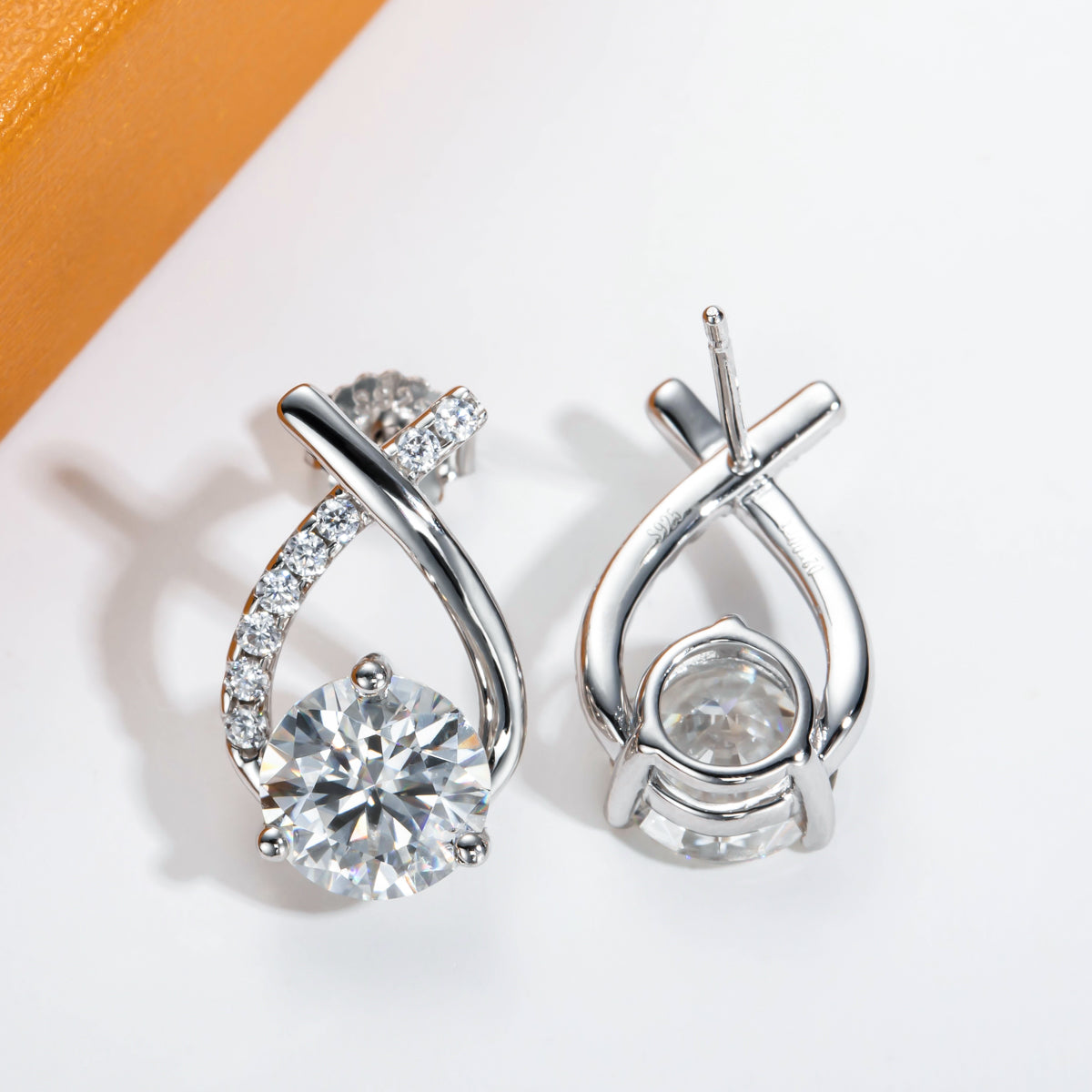 2CT Moissanite Stud Earrings, S925 Sterling Silver