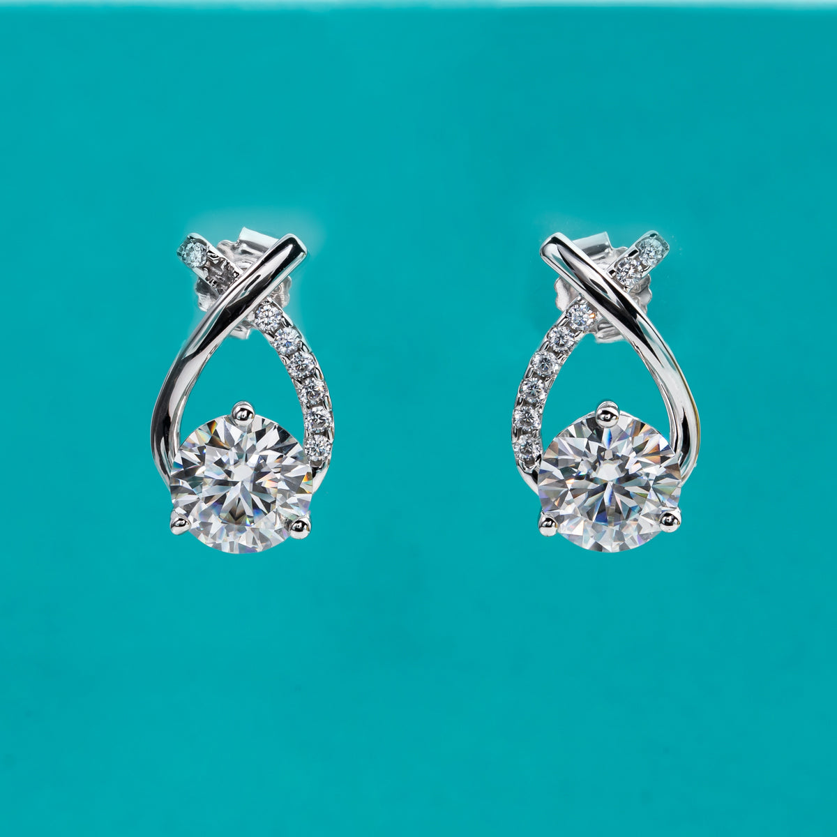 2CT Moissanite Stud Earrings, S925 Sterling Silver