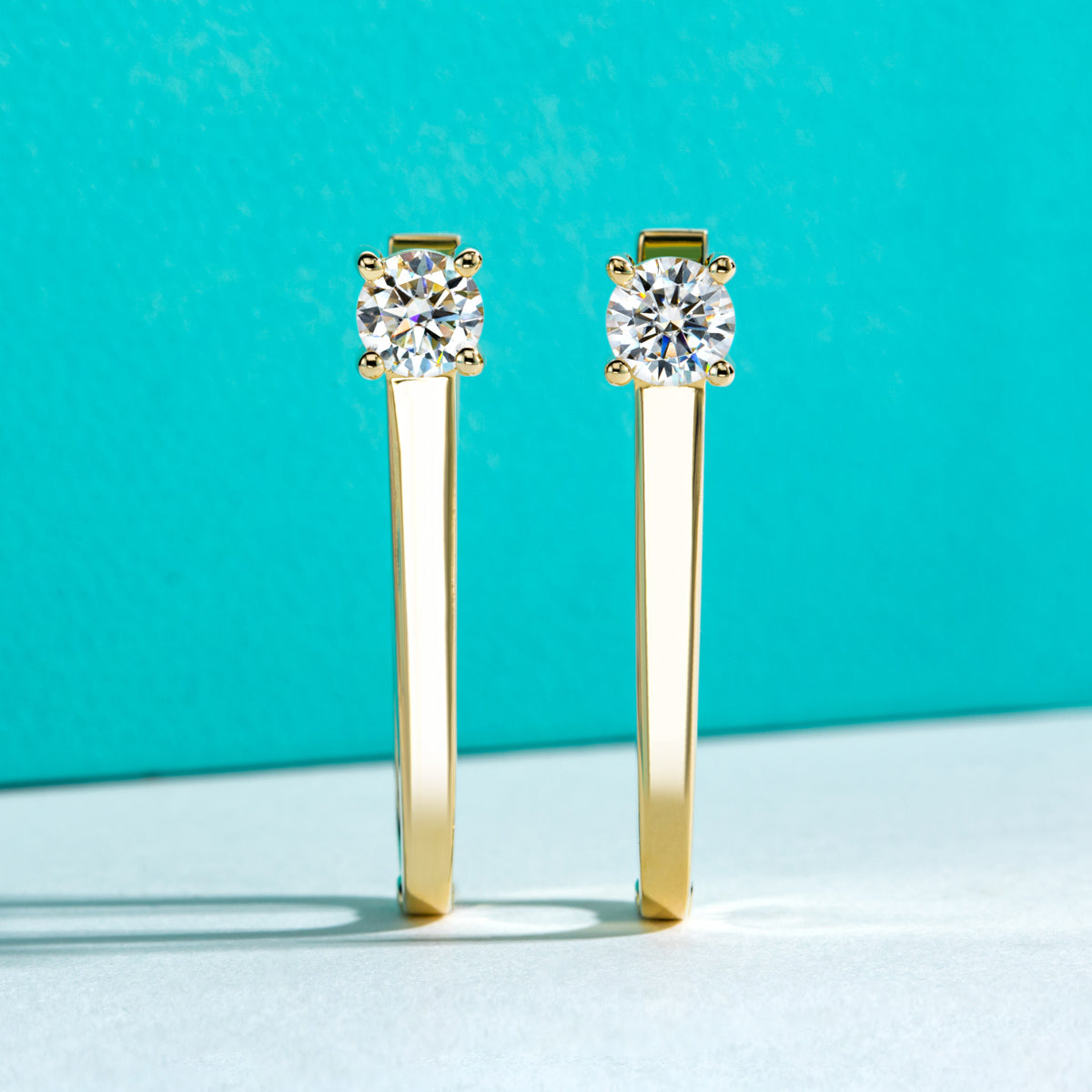 Copper Setting 5mm Round Moissanite U-Shape Hoop Earrings