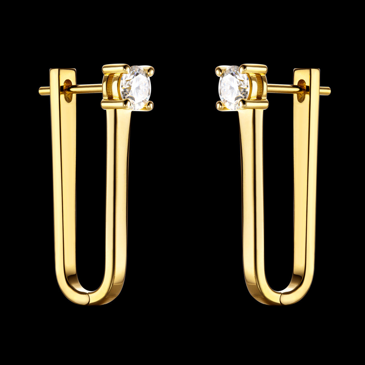 Copper Setting 5mm Round Moissanite U-Shape Hoop Earrings