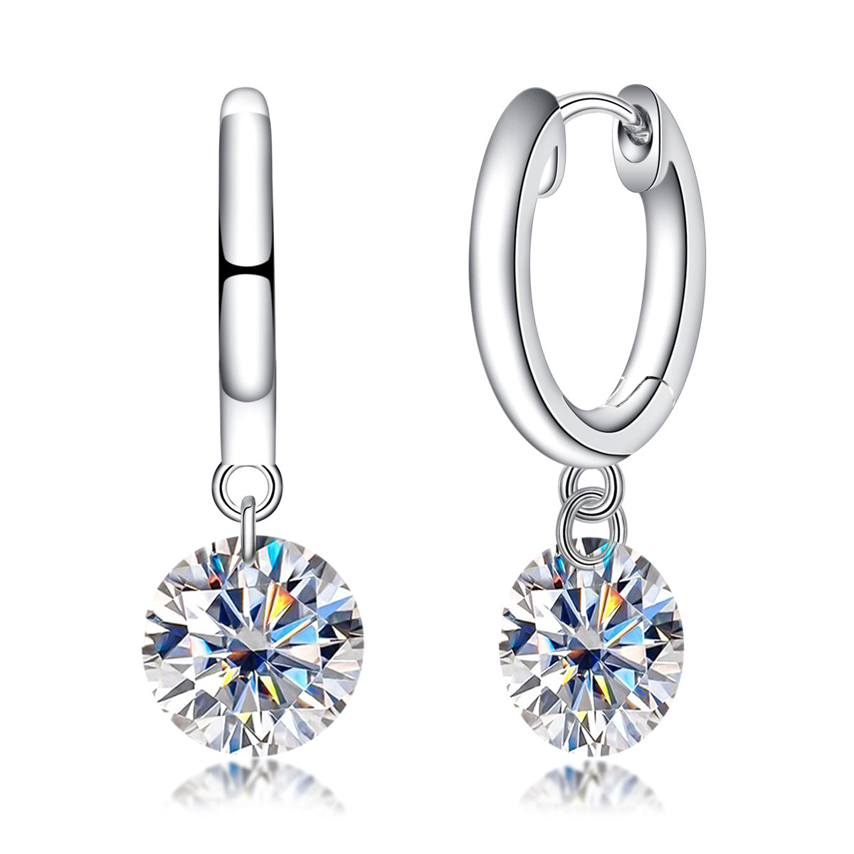 Round Moissanite Stud Earrings, S925 Sterling Silver