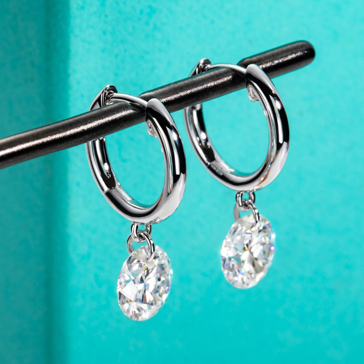 Round Moissanite Stud Earrings, S925 Sterling Silver