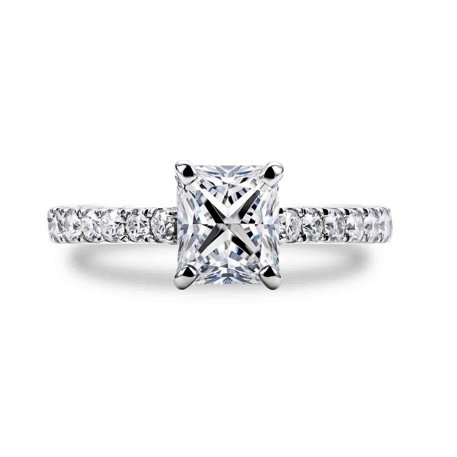 Radiant Cut Pavé Moissanite Engagement Ring (1.5 ct)