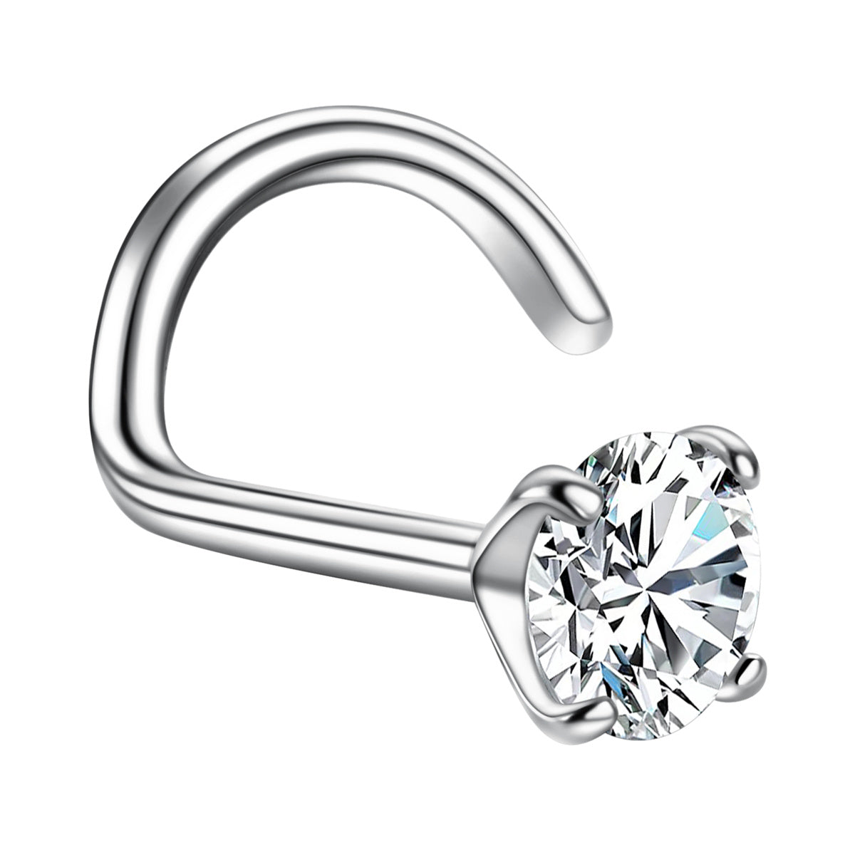 S925 Silver Moissanite Nose Stud, 4.0mm