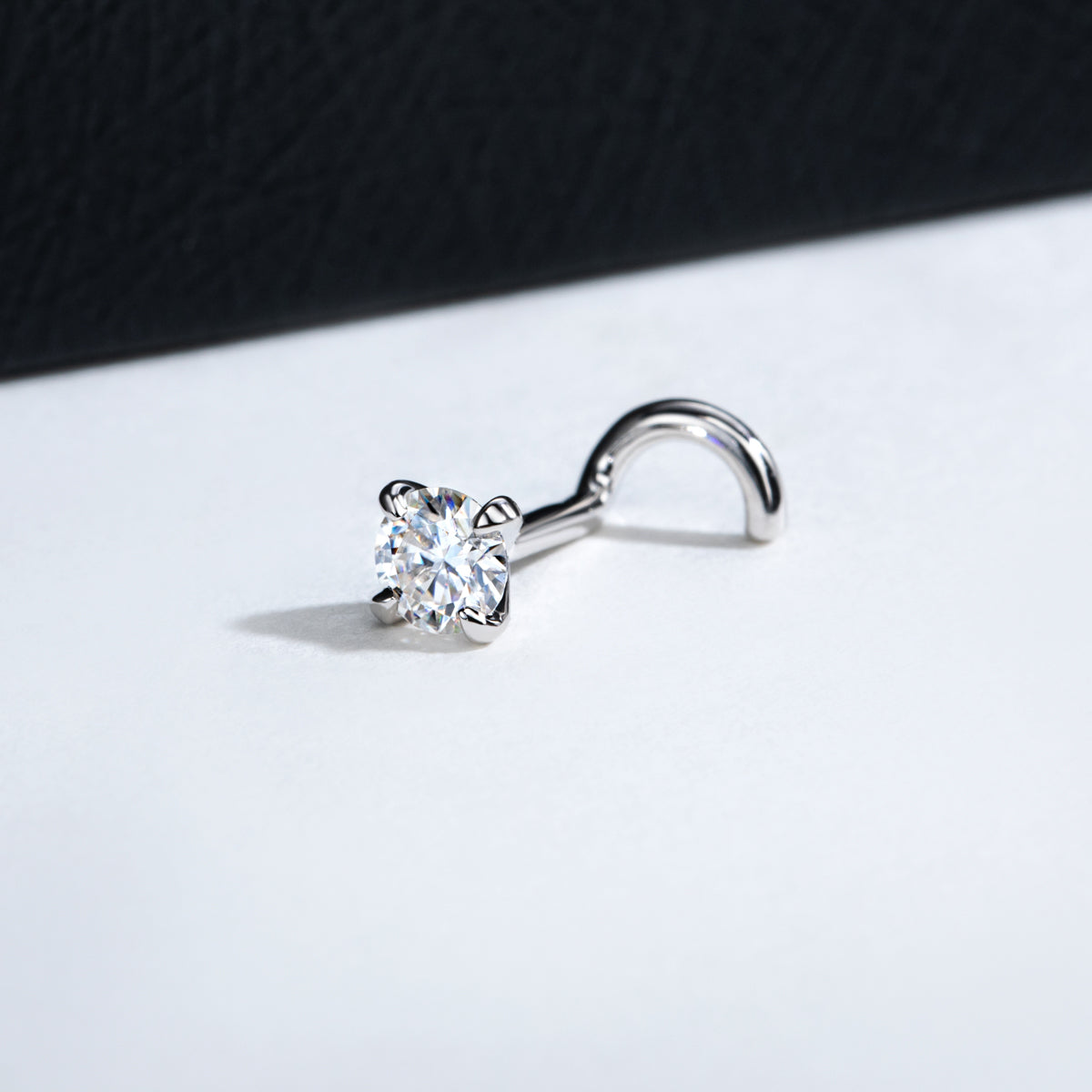 S925 Silver Moissanite Nose Stud, 4.0mm