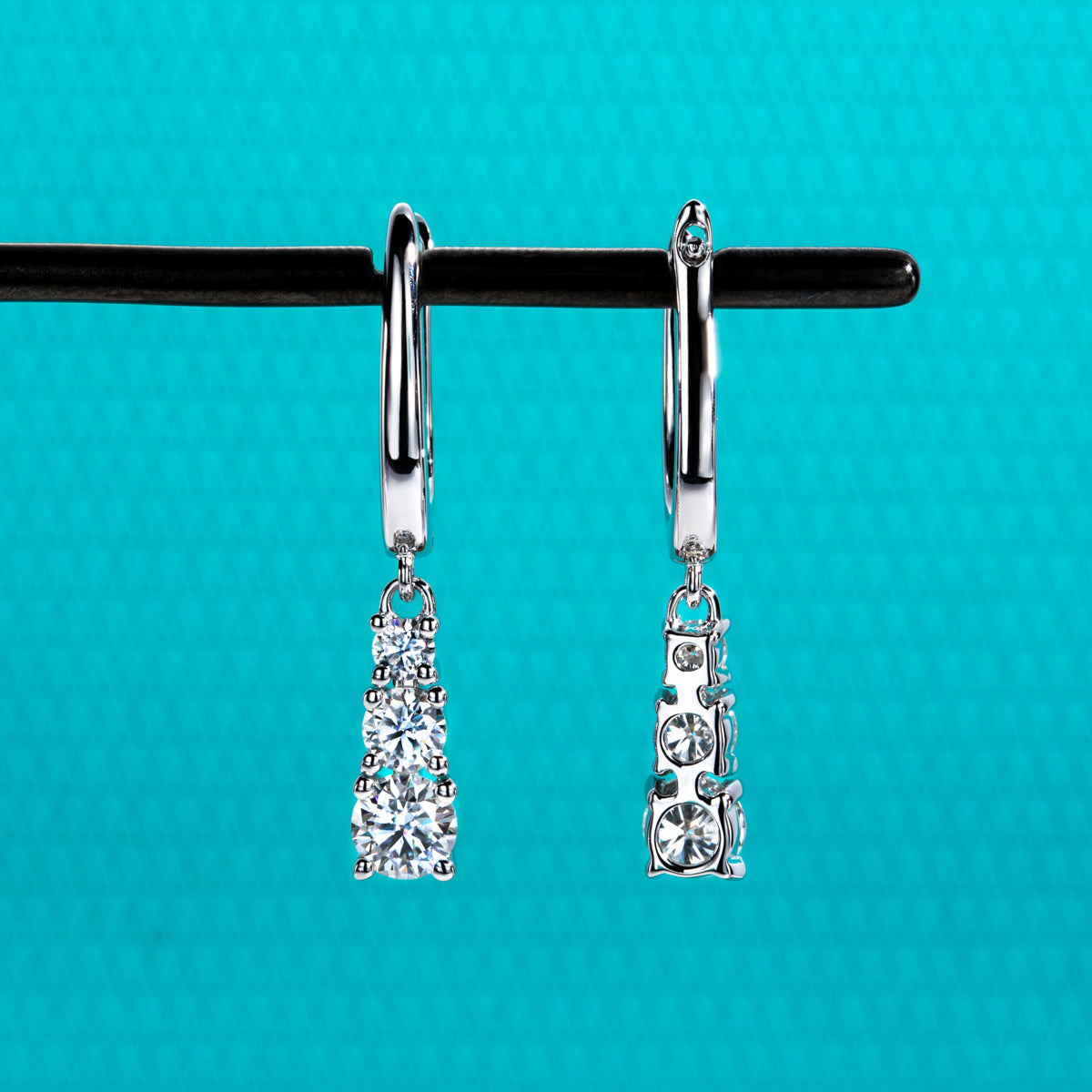 S925 Sterling Silver Three-Stone Moissanite Earrings