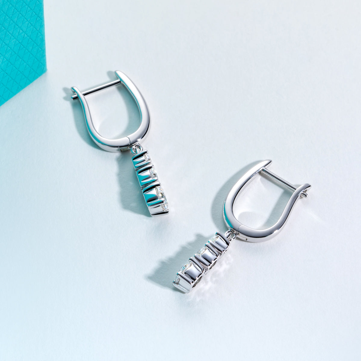 S925 Sterling Silver Three-Stone Moissanite Earrings