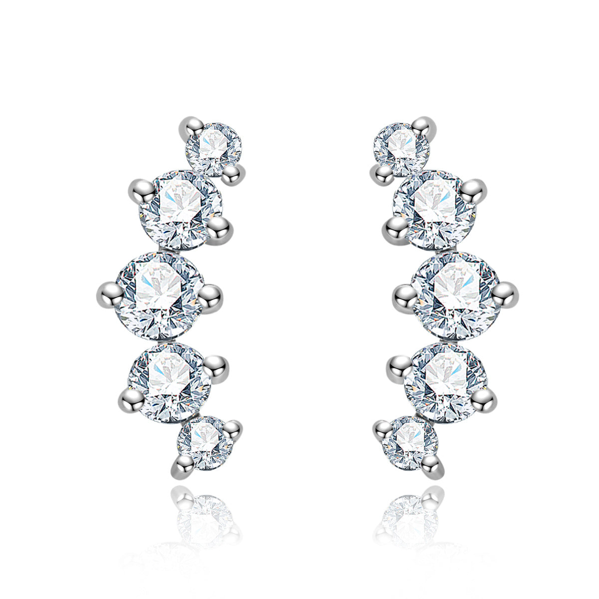 S925 Sterling Silver Five-Stone Moissanite Stud Earrings