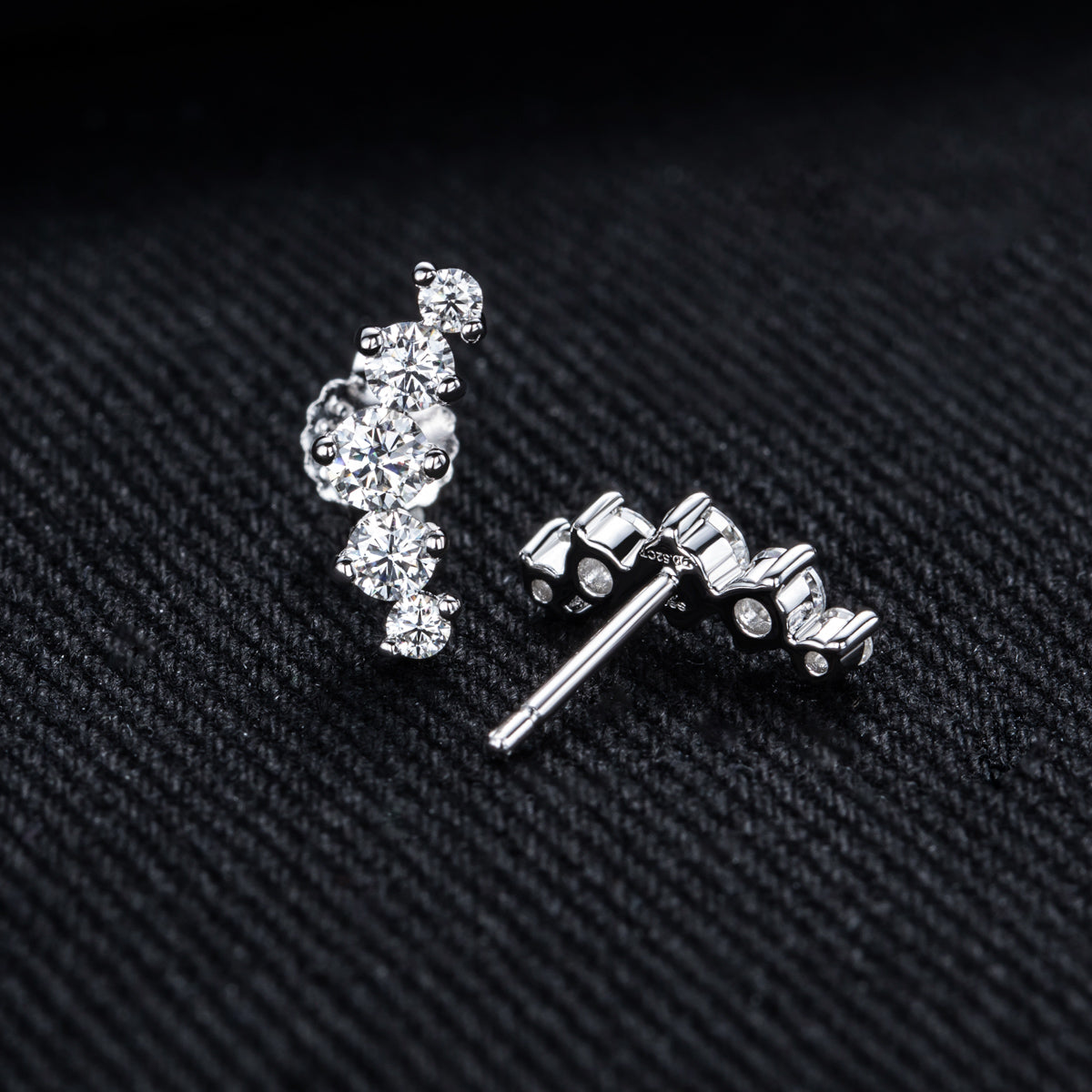 S925 Sterling Silver Five-Stone Moissanite Stud Earrings