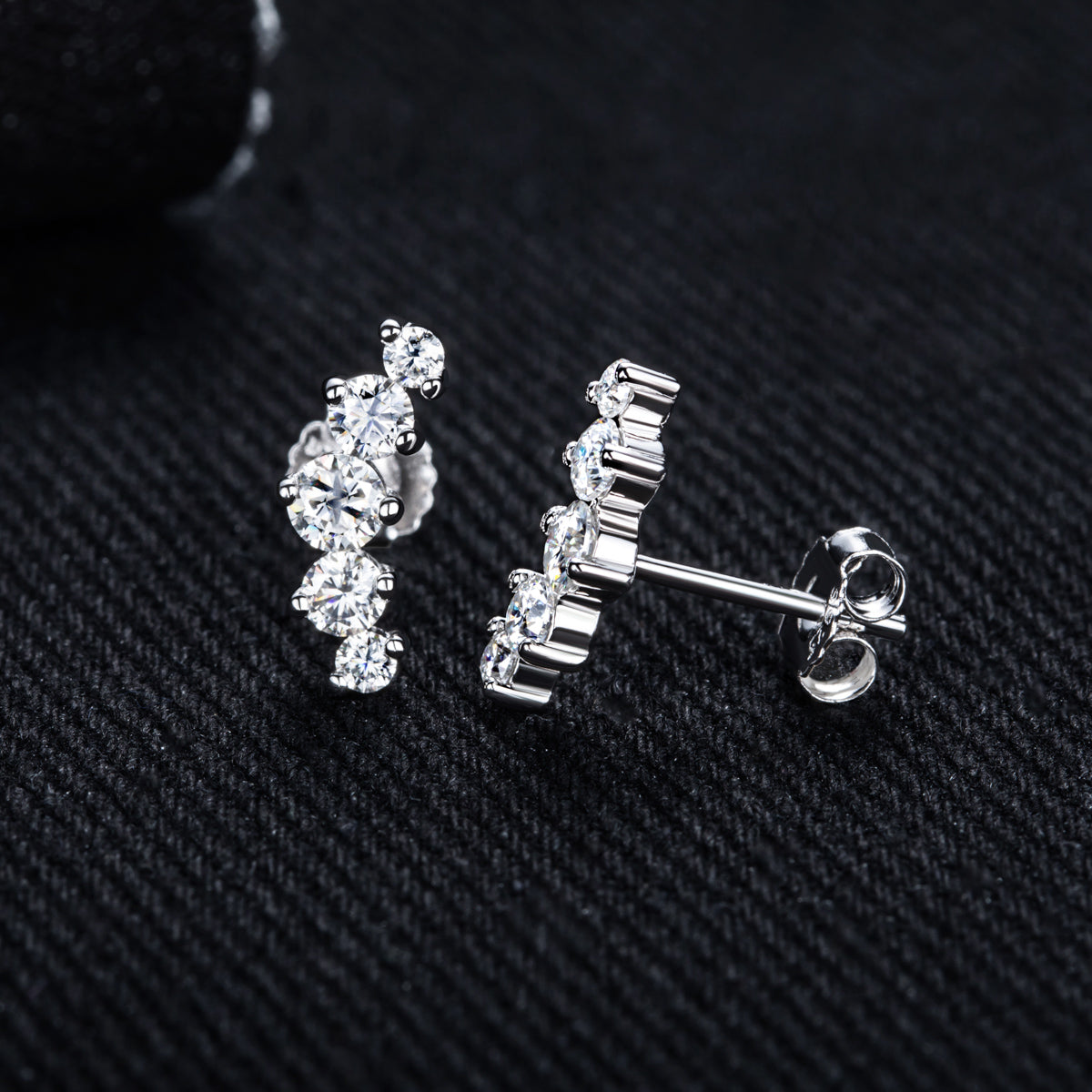 S925 Sterling Silver Five-Stone Moissanite Stud Earrings