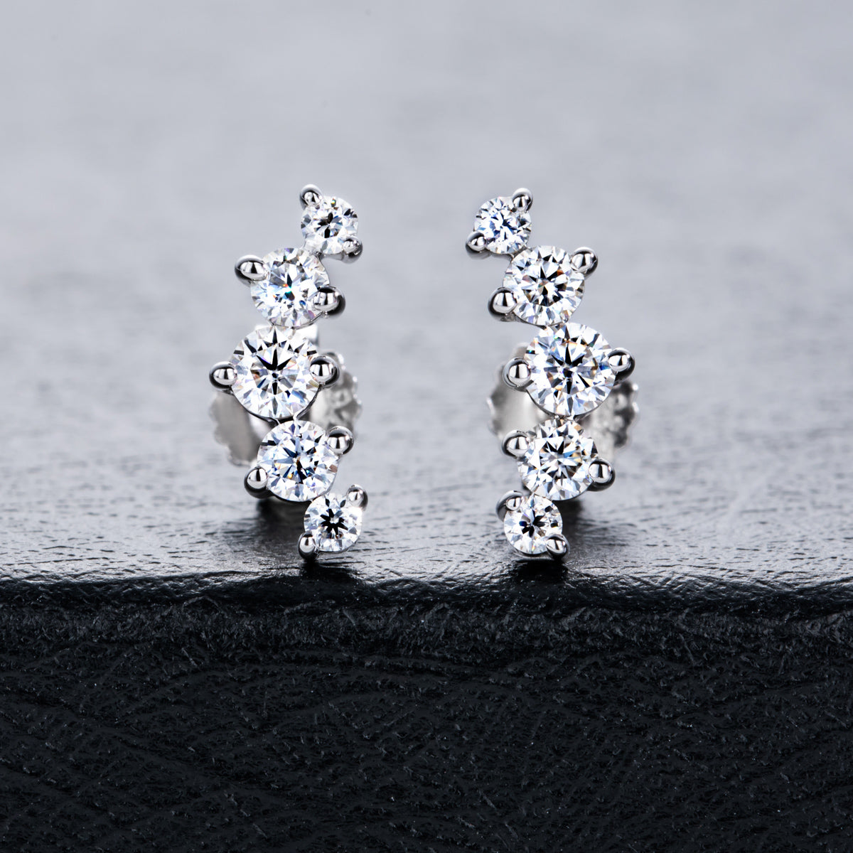 S925 Sterling Silver Five-Stone Moissanite Stud Earrings