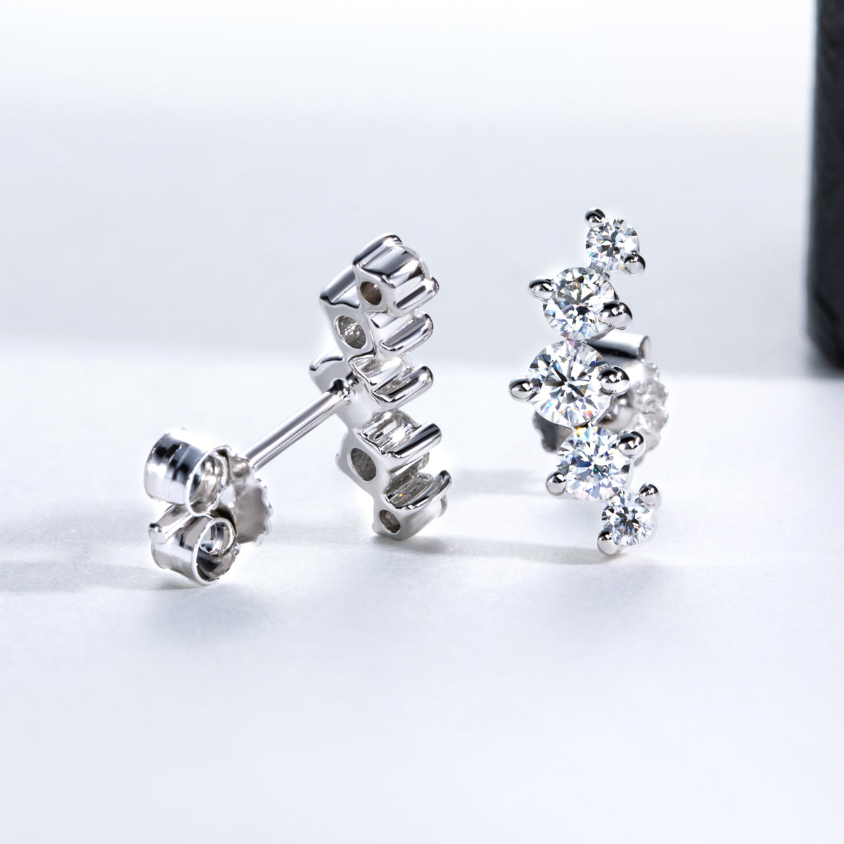 S925 Sterling Silver Five-Stone Moissanite Stud Earrings