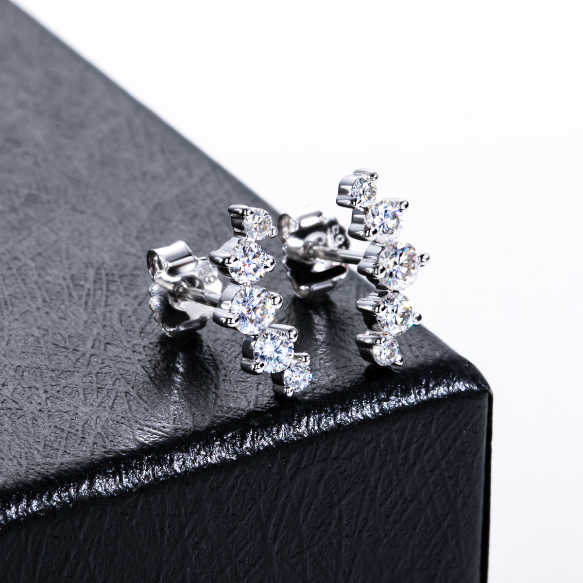 S925 Sterling Silver Five-Stone Moissanite Stud Earrings