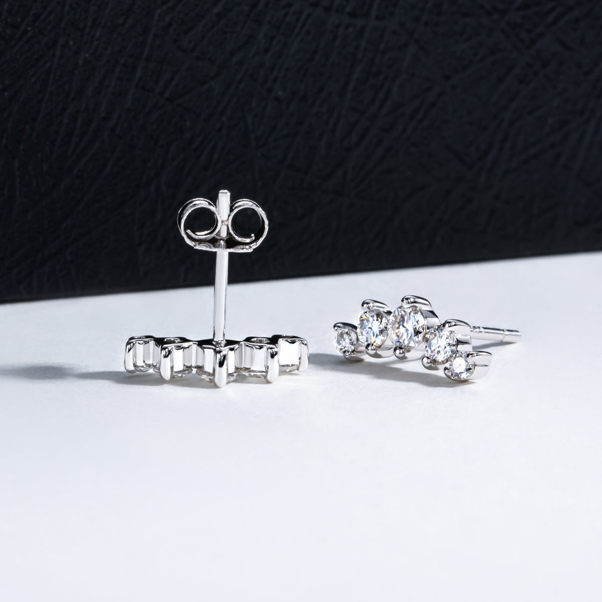 S925 Sterling Silver Five-Stone Moissanite Stud Earrings
