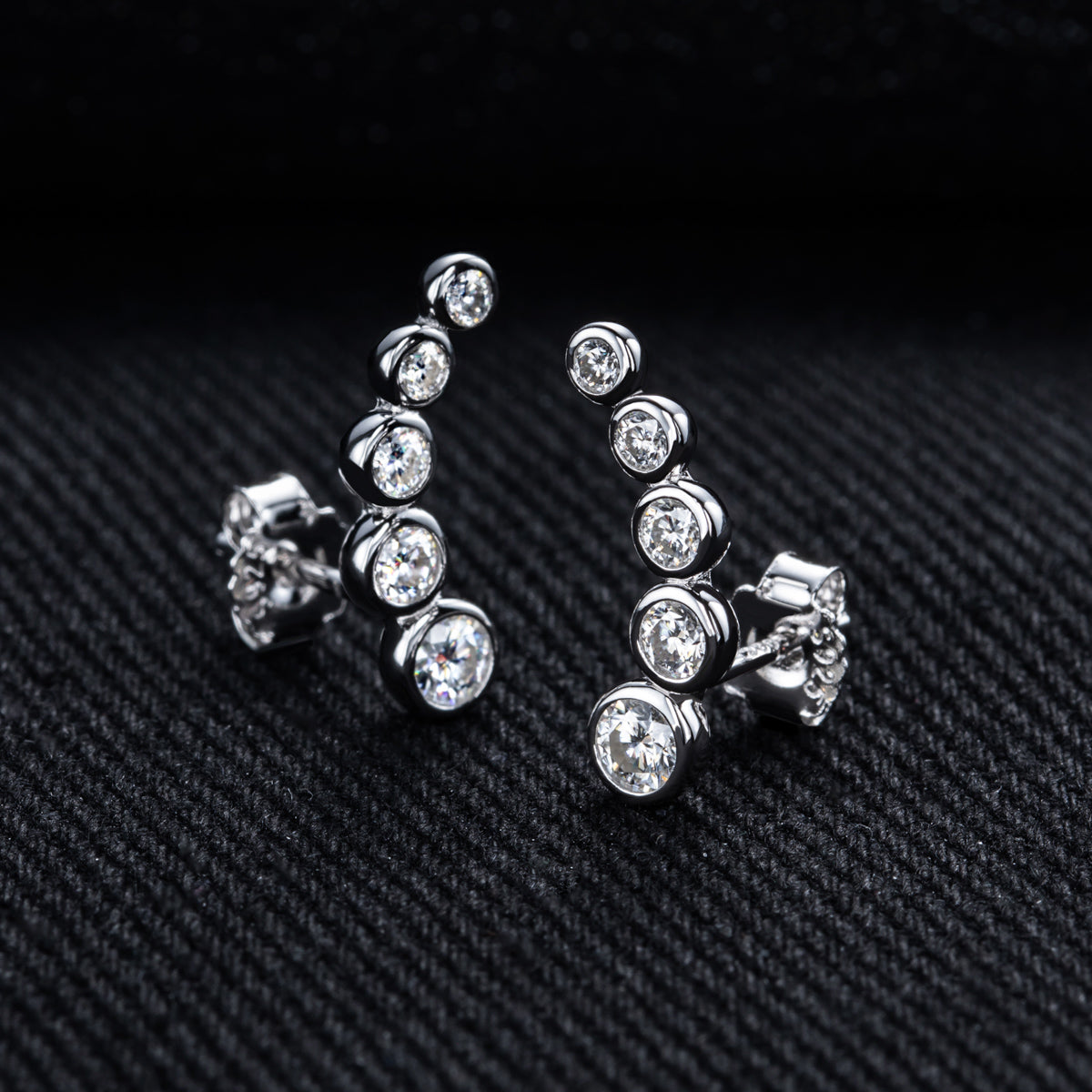 S925 Sterling Silver Five-Stone Bubble Moissanite Stud Earrings
