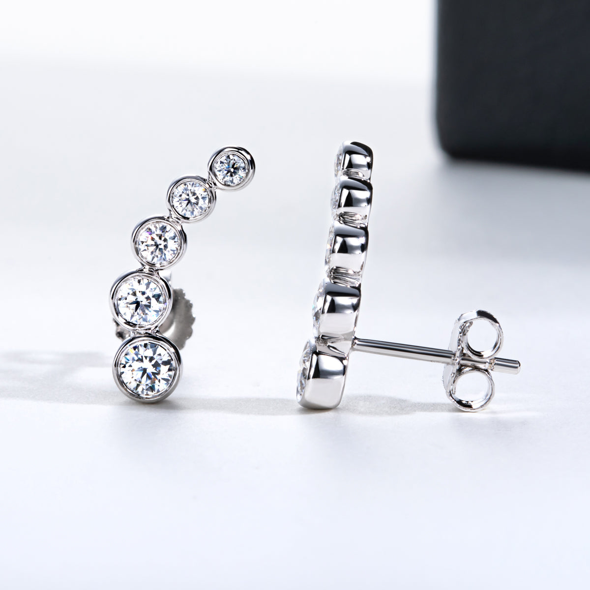 S925 Sterling Silver Five-Stone Bubble Moissanite Stud Earrings