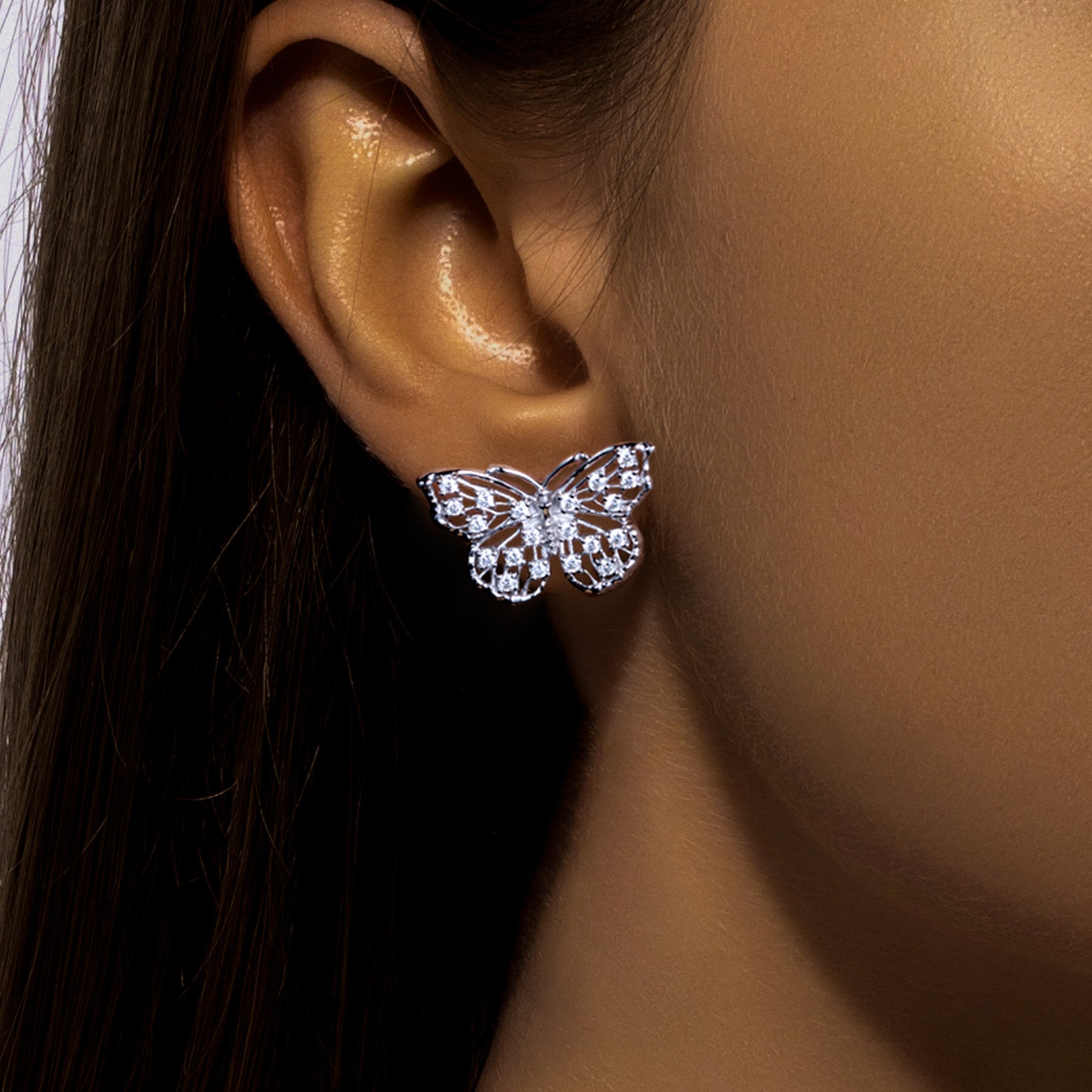 Moissanite Butterfly Stud Earring