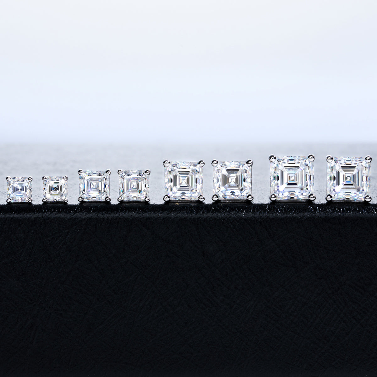 S925 Silver Ascher Cut Moissanite Stud Earrings