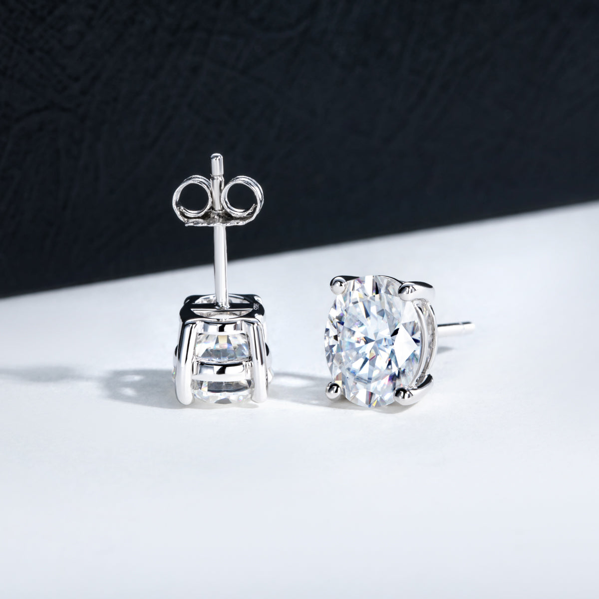 S925‑Silver Oval Moissanite Stud Earrings