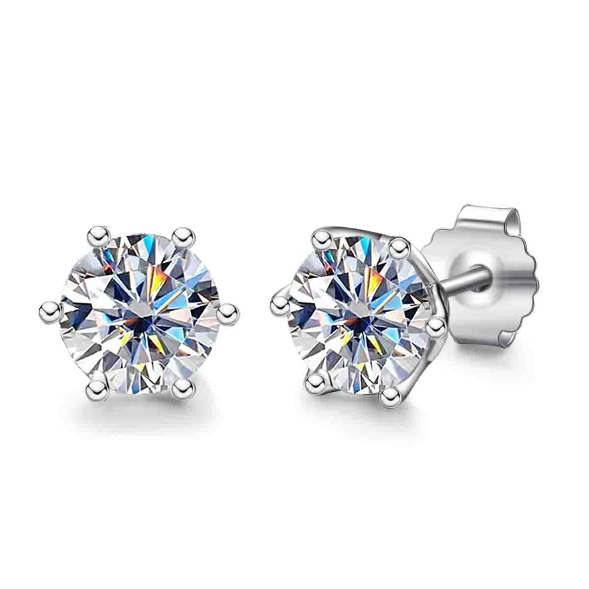 1CT Classic Moissanite Silver Stud Earrings
