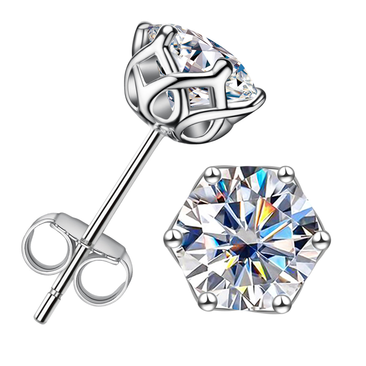 1CT Classic Moissanite Silver Stud Earrings