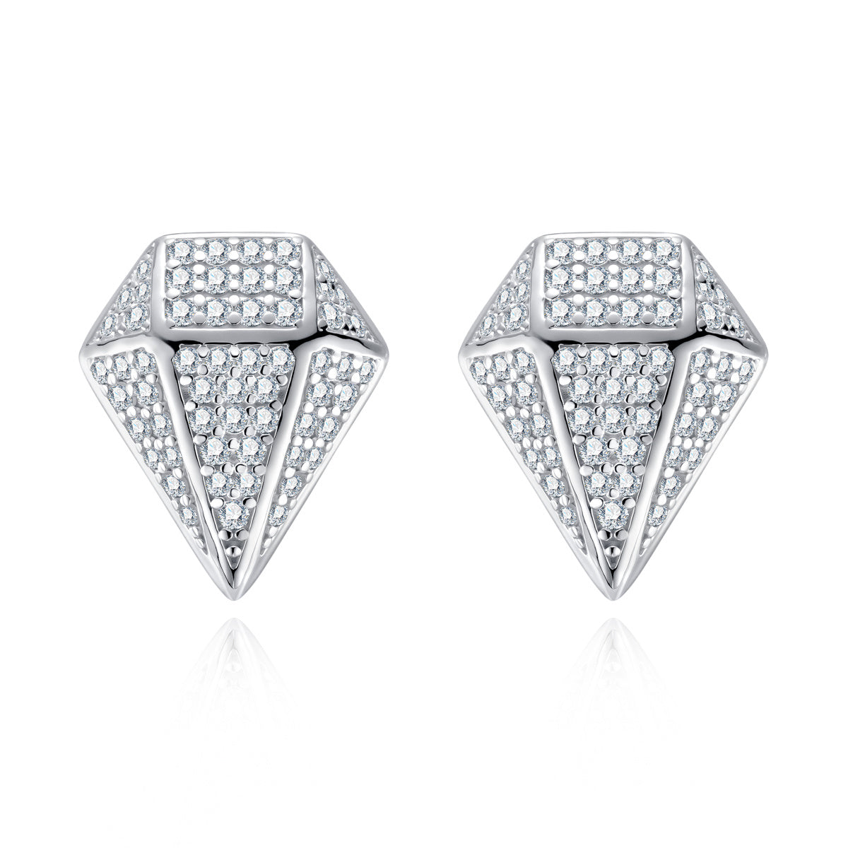 S925 Sterling‑Silver Rhombus‑Cut Moissanite Stud Earrings