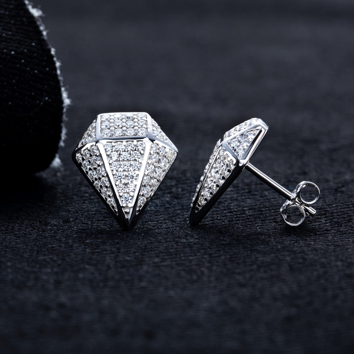S925 Sterling‑Silver Rhombus‑Cut Moissanite Stud Earrings