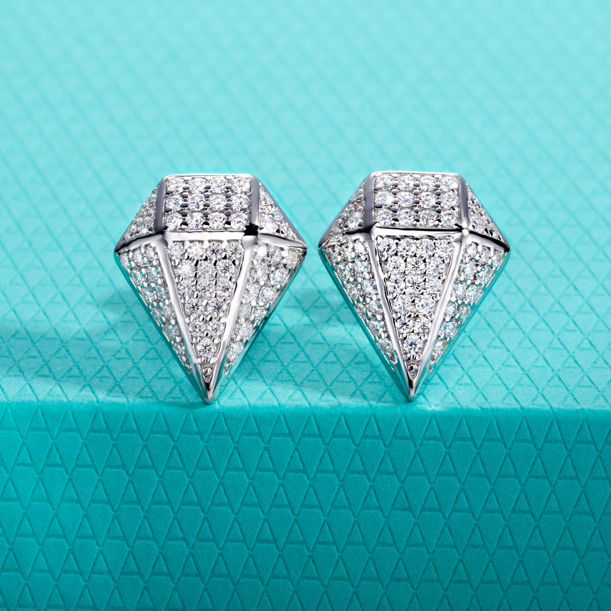 S925 Sterling‑Silver Rhombus‑Cut Moissanite Stud Earrings