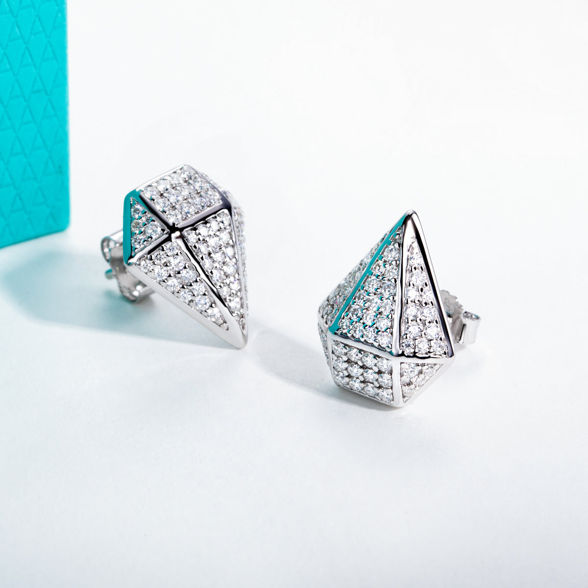 S925 Sterling‑Silver Rhombus‑Cut Moissanite Stud Earrings