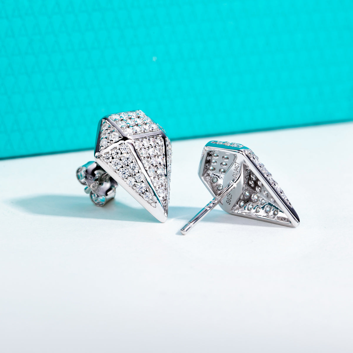 S925 Sterling‑Silver Rhombus‑Cut Moissanite Stud Earrings