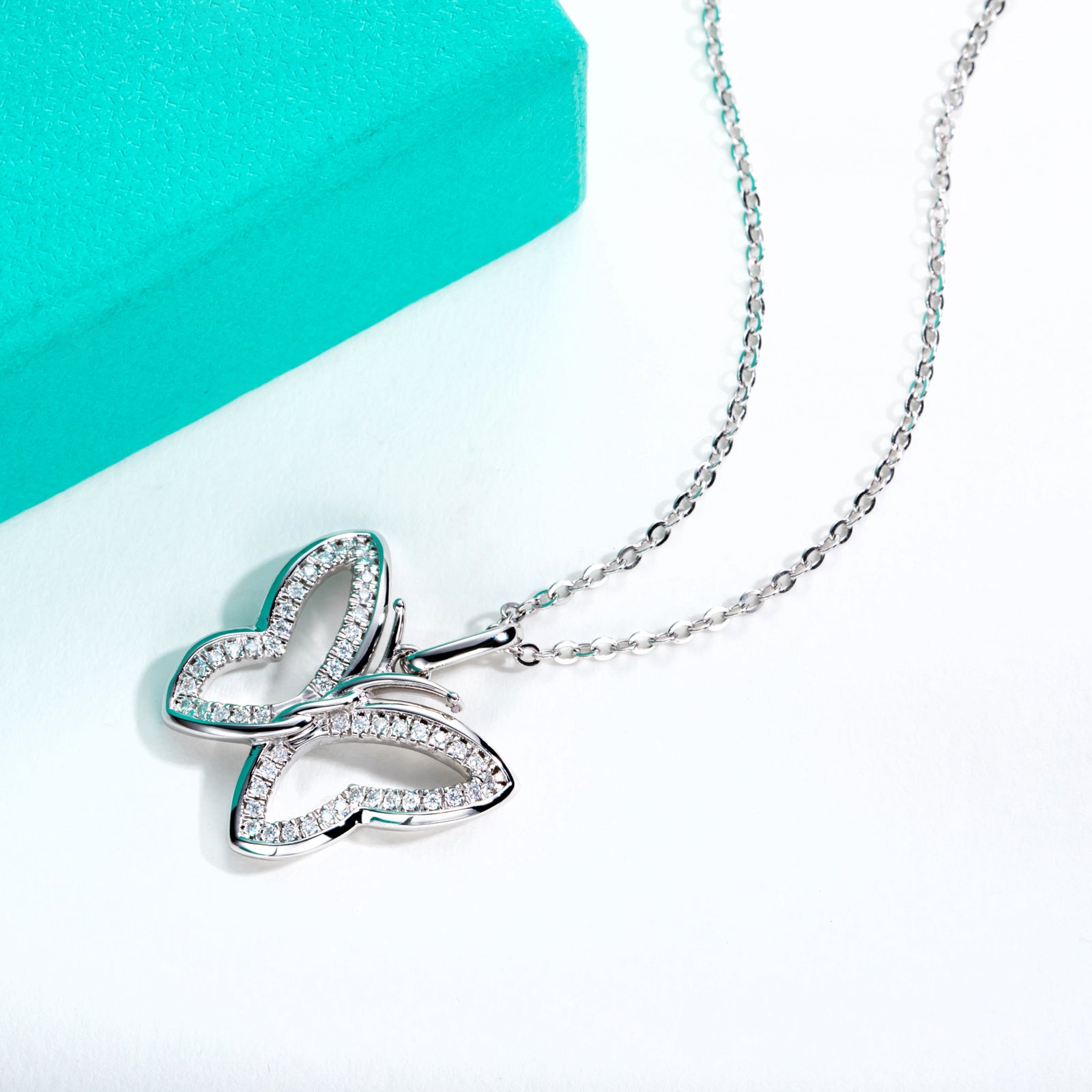 AnuClub Moissanite Pendant Butterfly Necklace D Color VVS1 925 Sterling Silver Adjustable Necklace Gift for Women Wife Her with Certificate