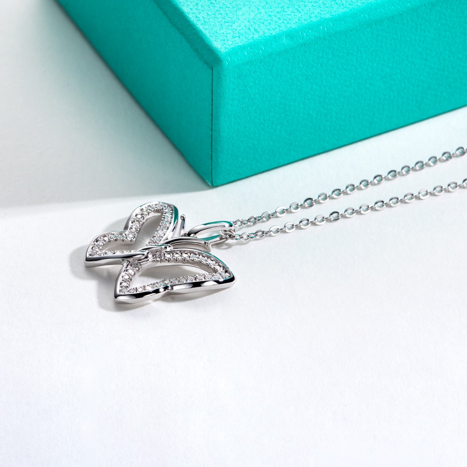 AnuClub Moissanite Pendant Butterfly Necklace D Color VVS1 925 Sterling Silver Adjustable Necklace Gift for Women Wife Her with Certificate